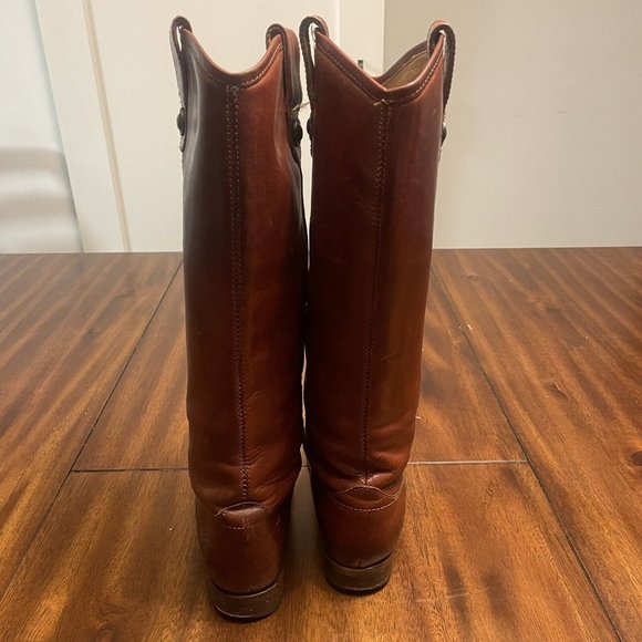 Frye Melissa Tab Red Brown Leather Tall Knee High Riding Boots Women's 6 - Picture 6 of 8